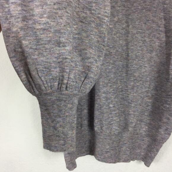Anthropologie Ella Moss Maggie Heather Grey Puff Sleeve Knit Sweater Small - Picture 11 of 13